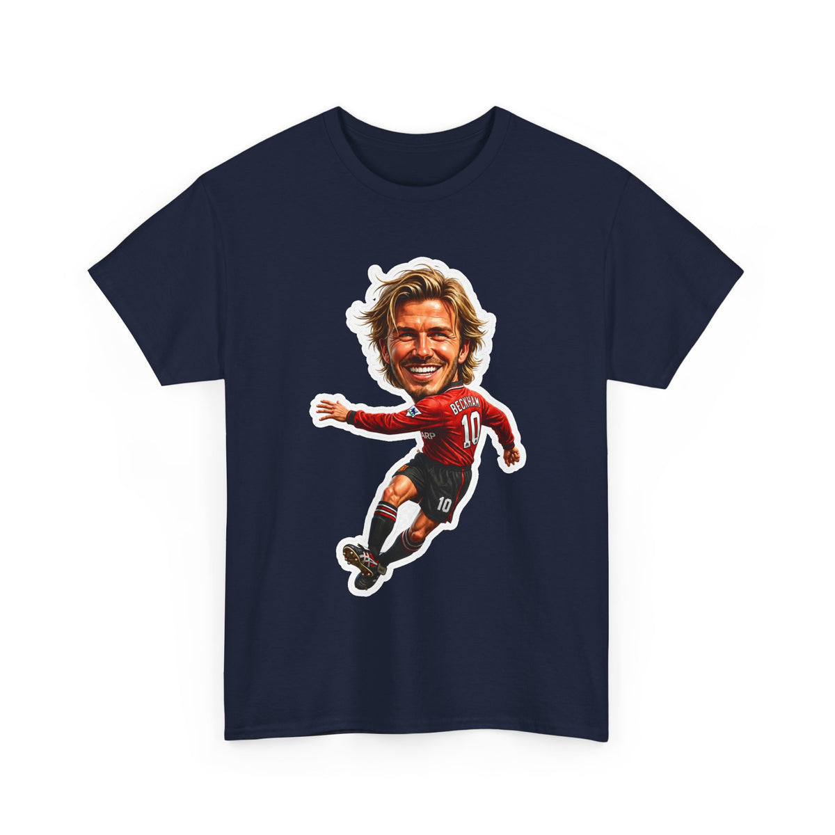 Beckham Caricature Cotton T-Shirt — Retro Football Player Graphic Tee