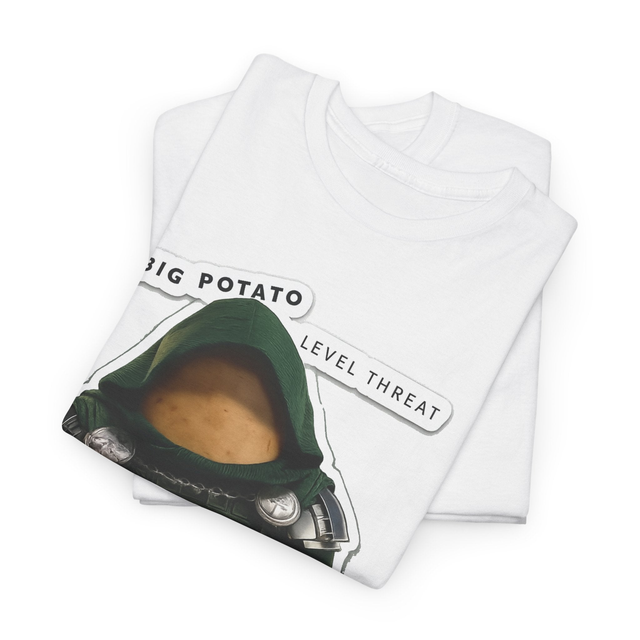 Big Potato "Level Threat" Doom Tee — Funny Potato Soldier Graphic T-Shirt