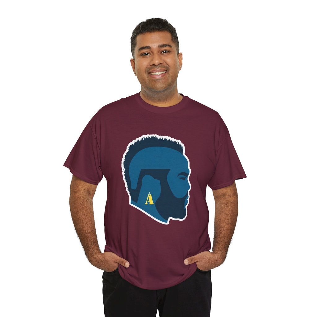 Mr T Profile Silhouette T‑Shirt – Blue Head & Gold Earring Graphic