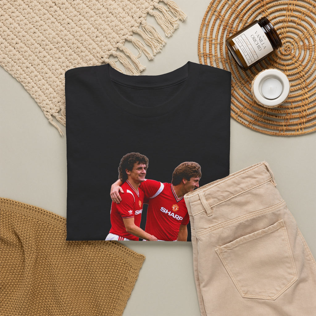 Hughes and Whiteside Manchester United Legend Teammates Graphic Cotton T-Shirt / Tee