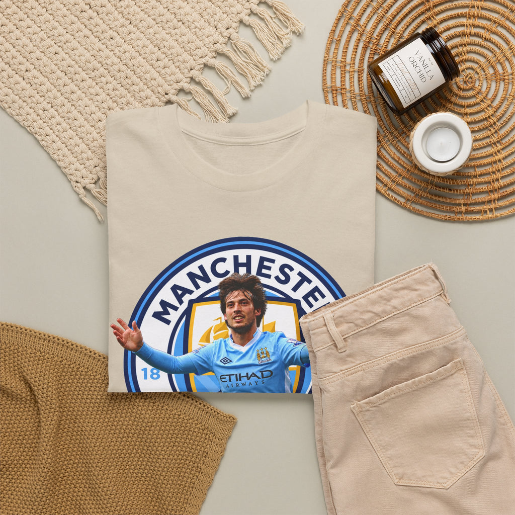 David Silva Manchester Legend Football Tee — Player Celebration Design