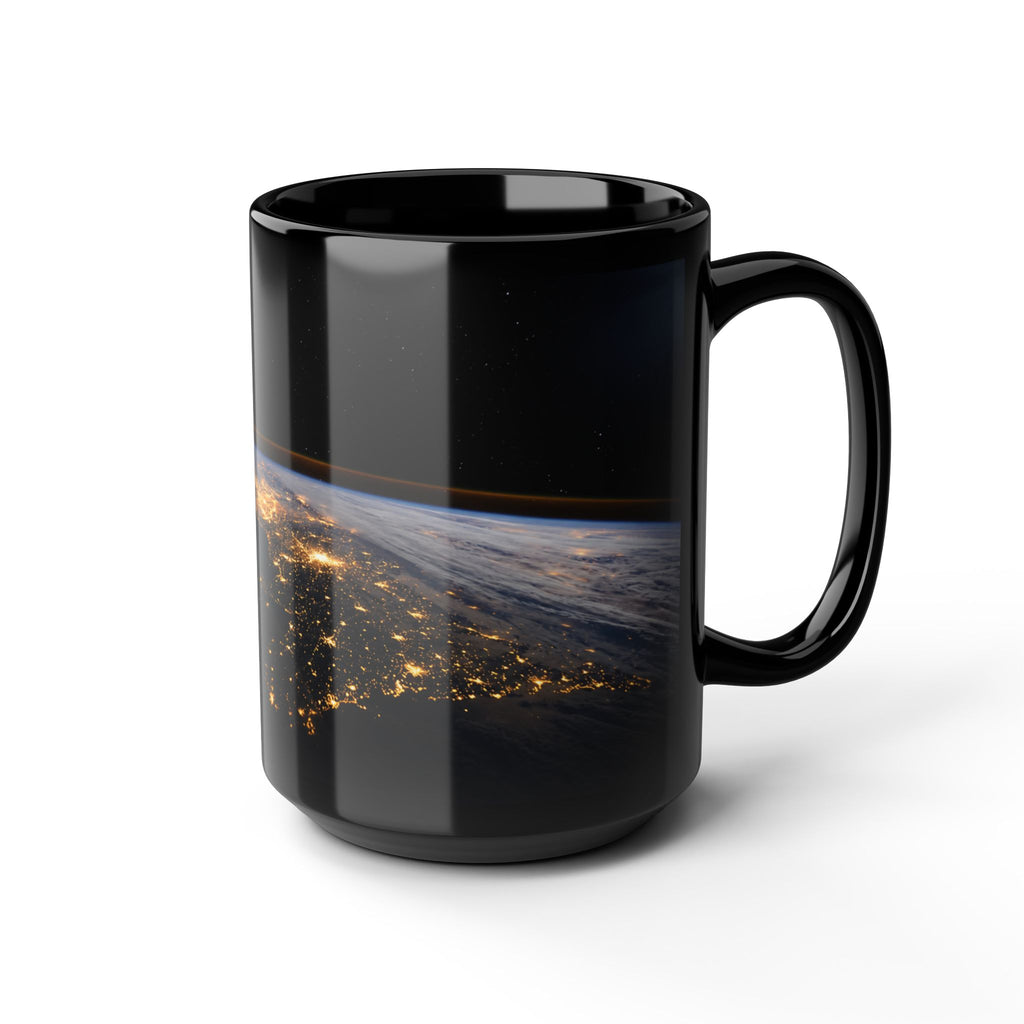 Earth at Night Black Coffee Mug – Satellite City Lights 11oz/15oz