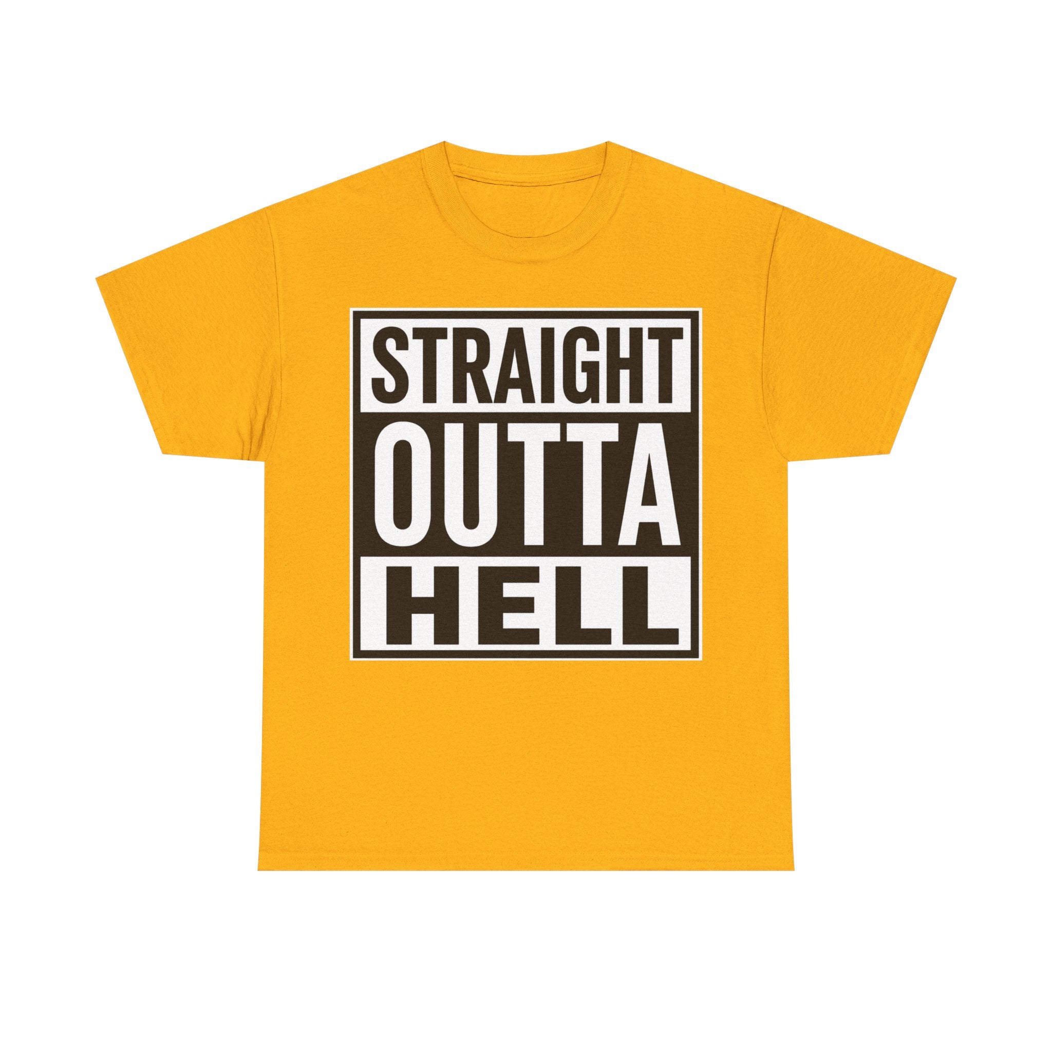 Straight Outta Hell T-Shirt — Bold Gothic Graphic Tee