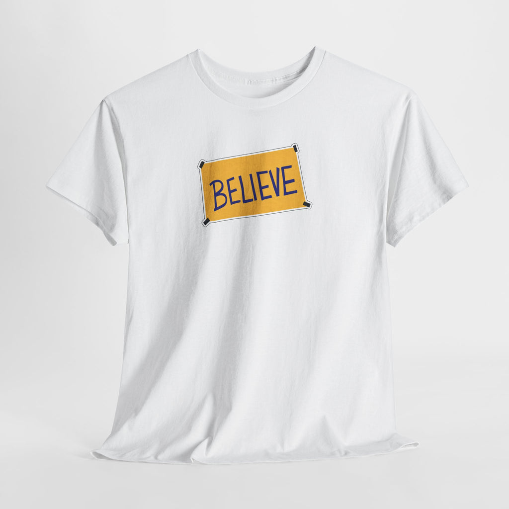Ted Lasso Inspired Believe Graphic Tee — Inspirational Yellow Patch T-Shirt