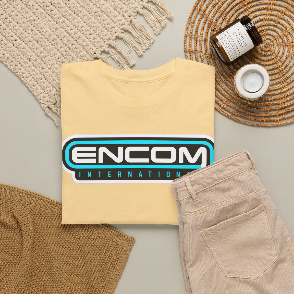 ENCOM International Logo Cotton T-Shirt — Retro Tech Gaming Tee