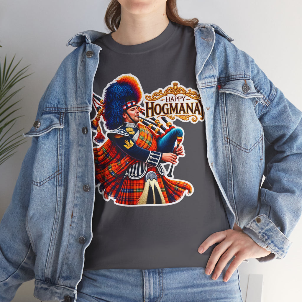 Hogmanay Bagpiper T‑Shirt — Happy Hogmanay Scottish New Year Tee