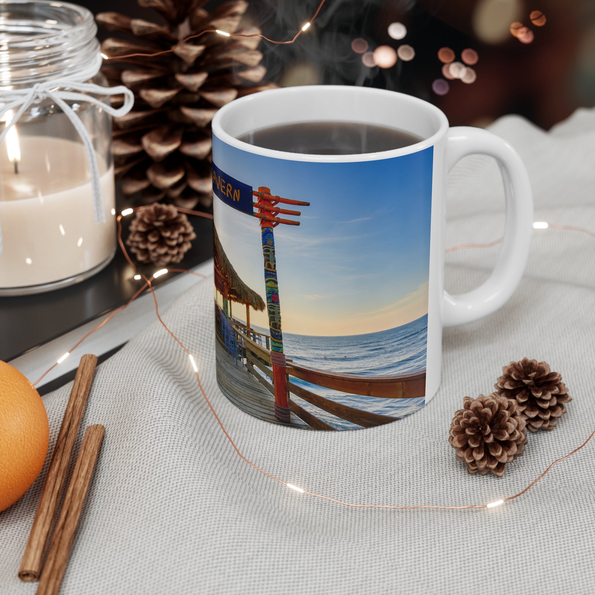 Rikki Tiki Tavern Cocoa Beach Beach Mug — Tropical Tiki Bar Ceramic Coffee Cup (11oz & 15oz)