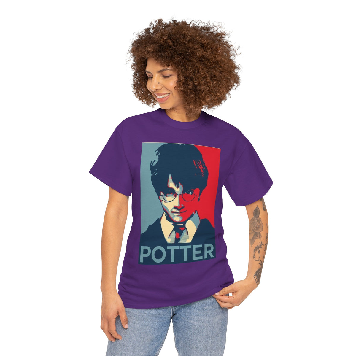 Harry Potter Inspired Vintage Wizard Portrait Cotton T‑Shirt — 'Potter' Graphic Tee