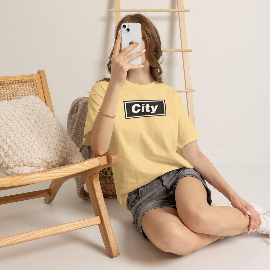 Man City Inspired Box Logo T‑Shirt — Minimal Urban Graphic Tee
