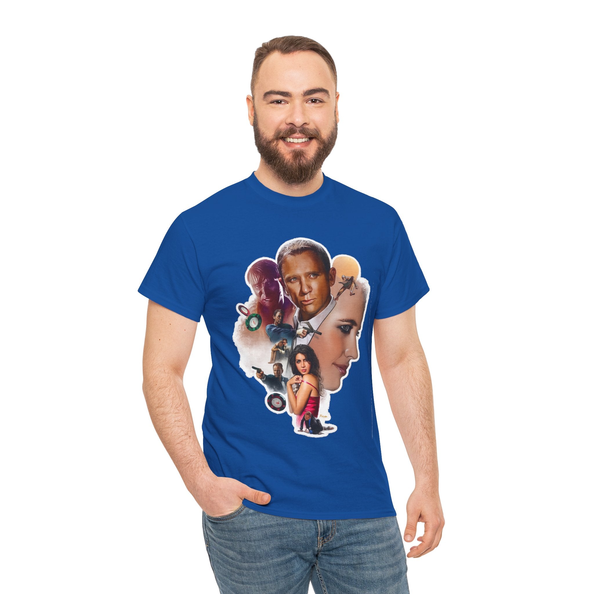 Jame Bond Movie Collage T‑Shirt — Vintage Film Noir Portrait Tee