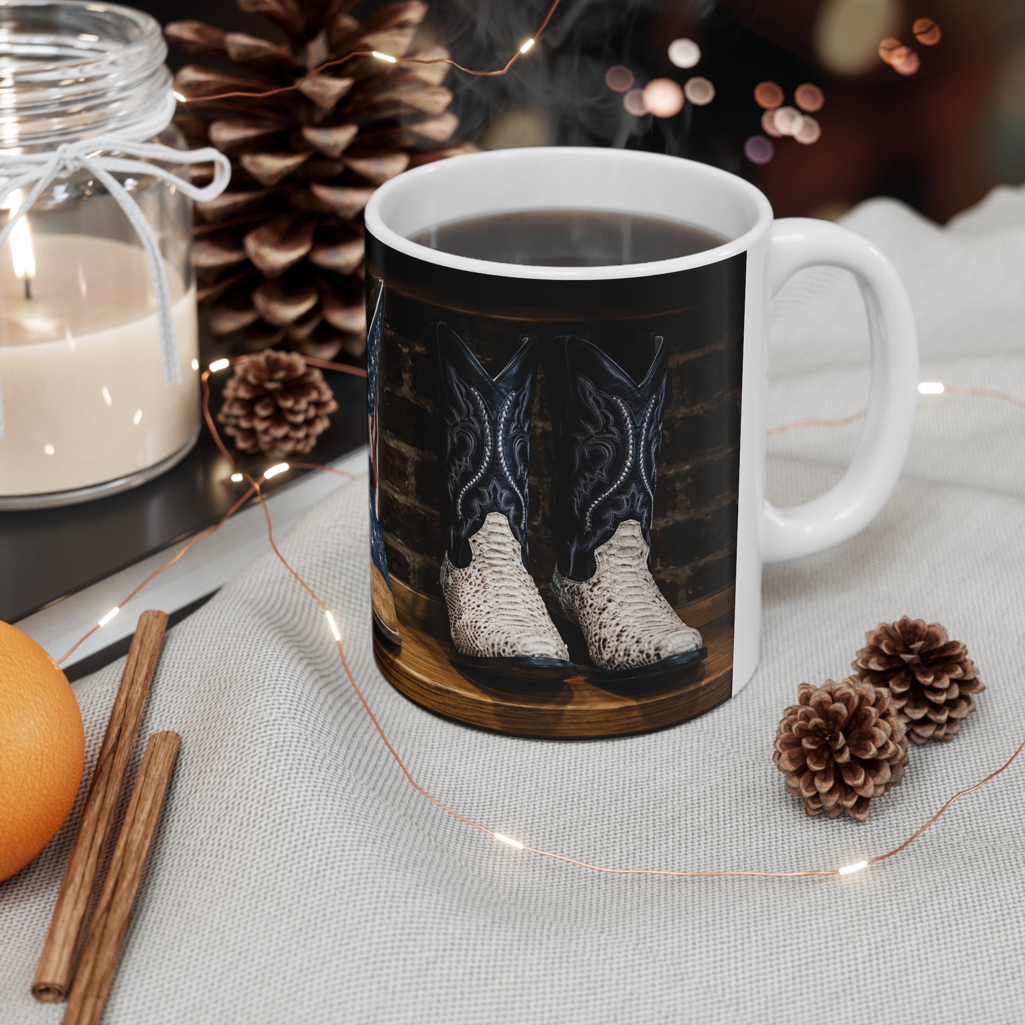 American Flag Cowboy Boots Ceramic Coffee Mug — 11oz & 15oz