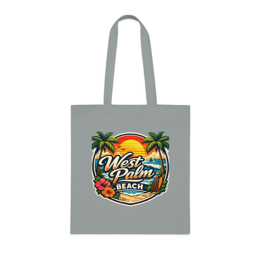 West Palm Beach Cotton Tote — Vintage Tropical Beach Palm Tree Design