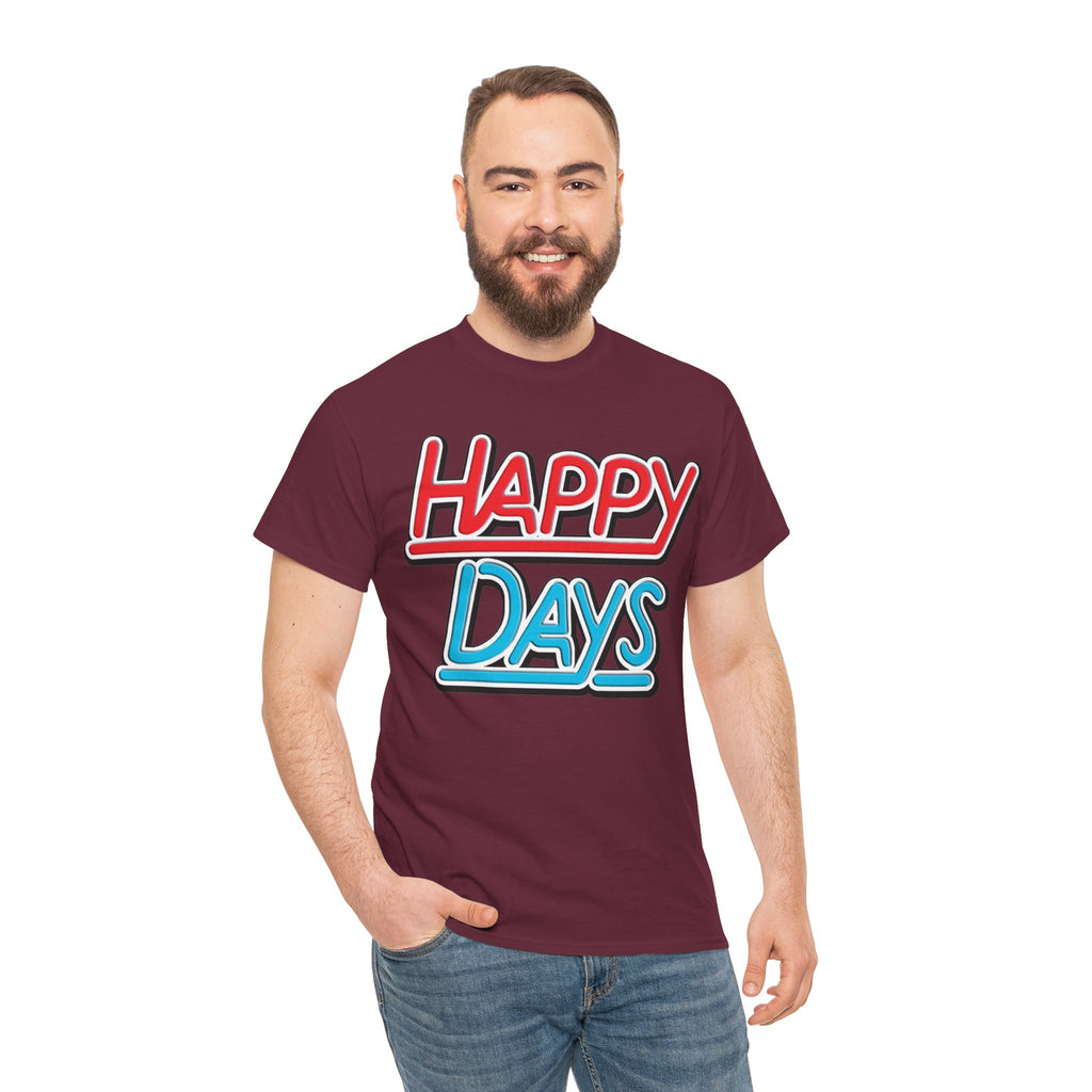 Happy Days T-Shirt — Retro Red & Blue Inspired Graphic Cotton T-shirt