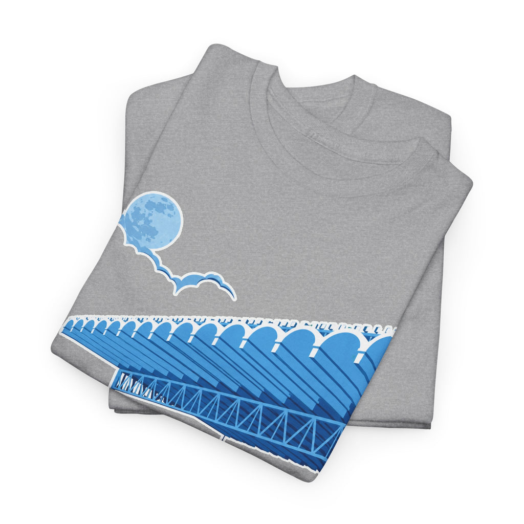 Manchester City Maine Road, Main Stand Cotton T-Shirt — Blue Retro Sports Venue Tee