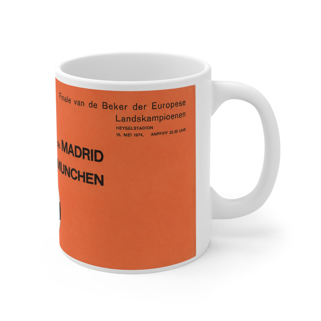 1974 European Cup Final Programme Cover Inspired Ceramic Coffee Mug (11oz/15oz)