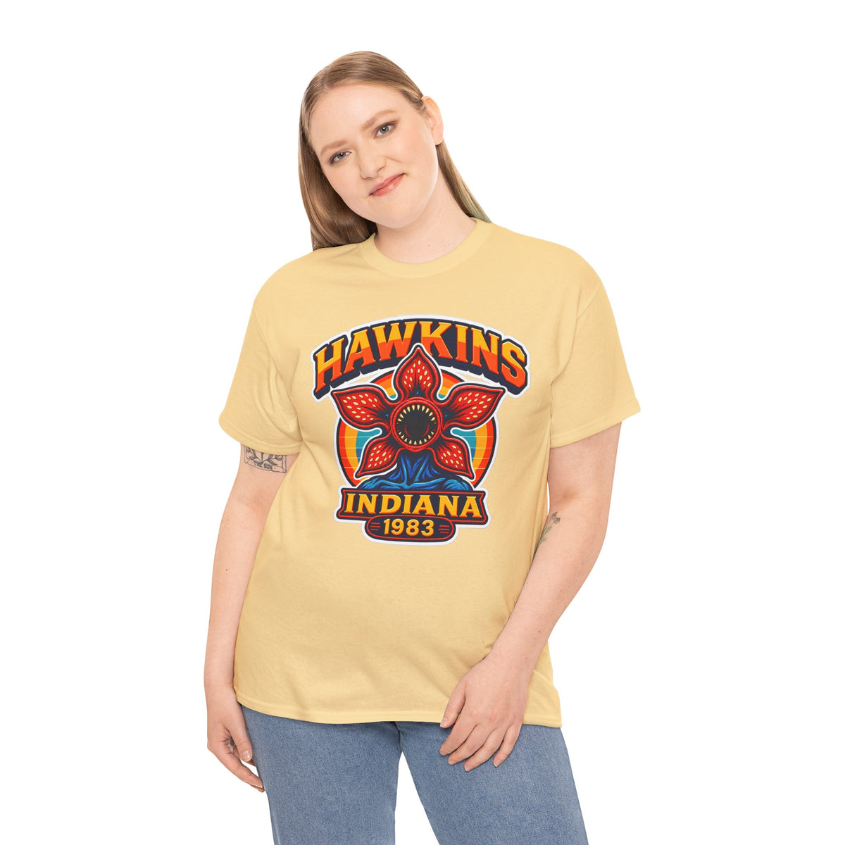 Hawkins Indiana 1983 Demogorgon Floral Cotton T-Shirt