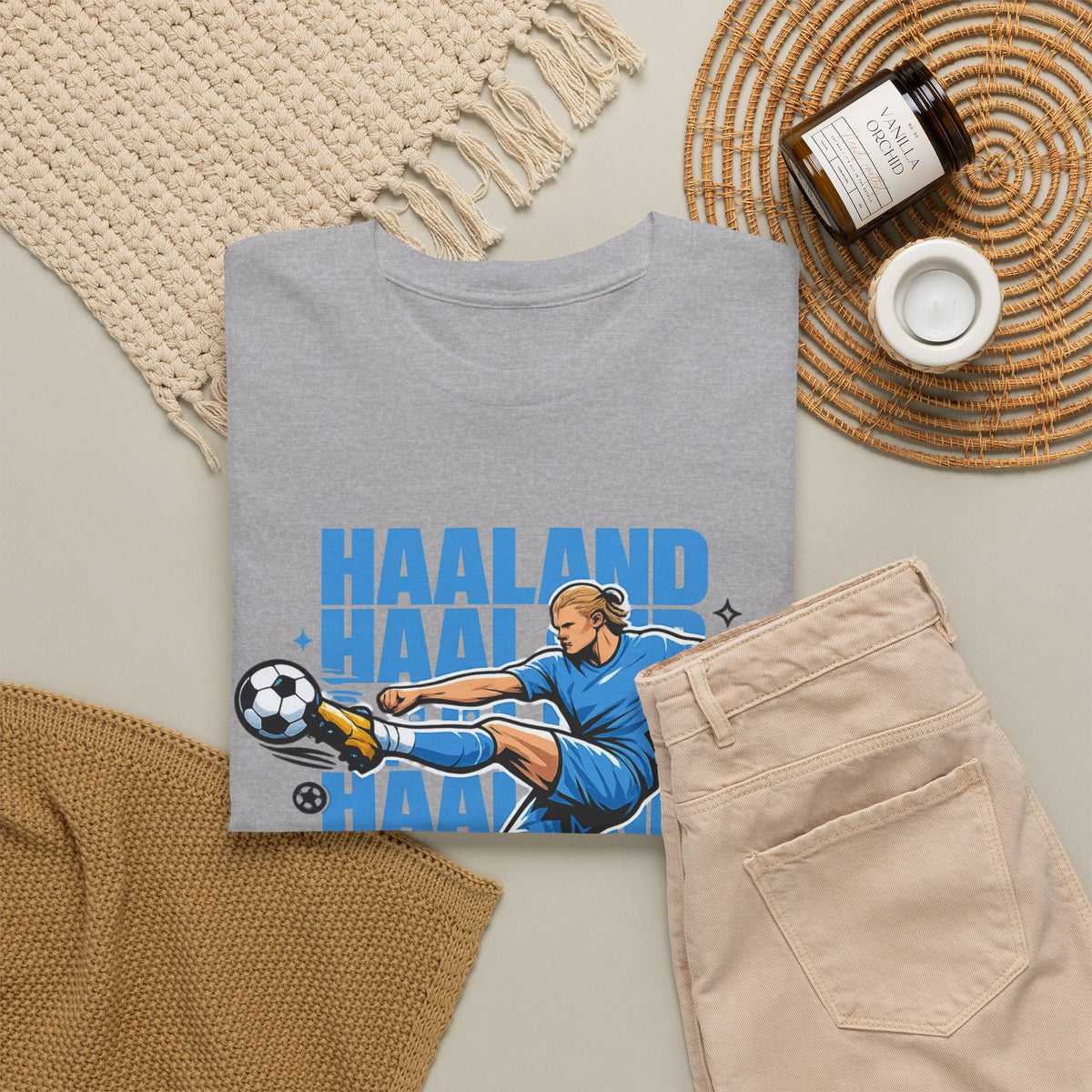 Haaland Manchester City Inspired Cotton T-Shirt — Striker Action Graphic Football Shirt