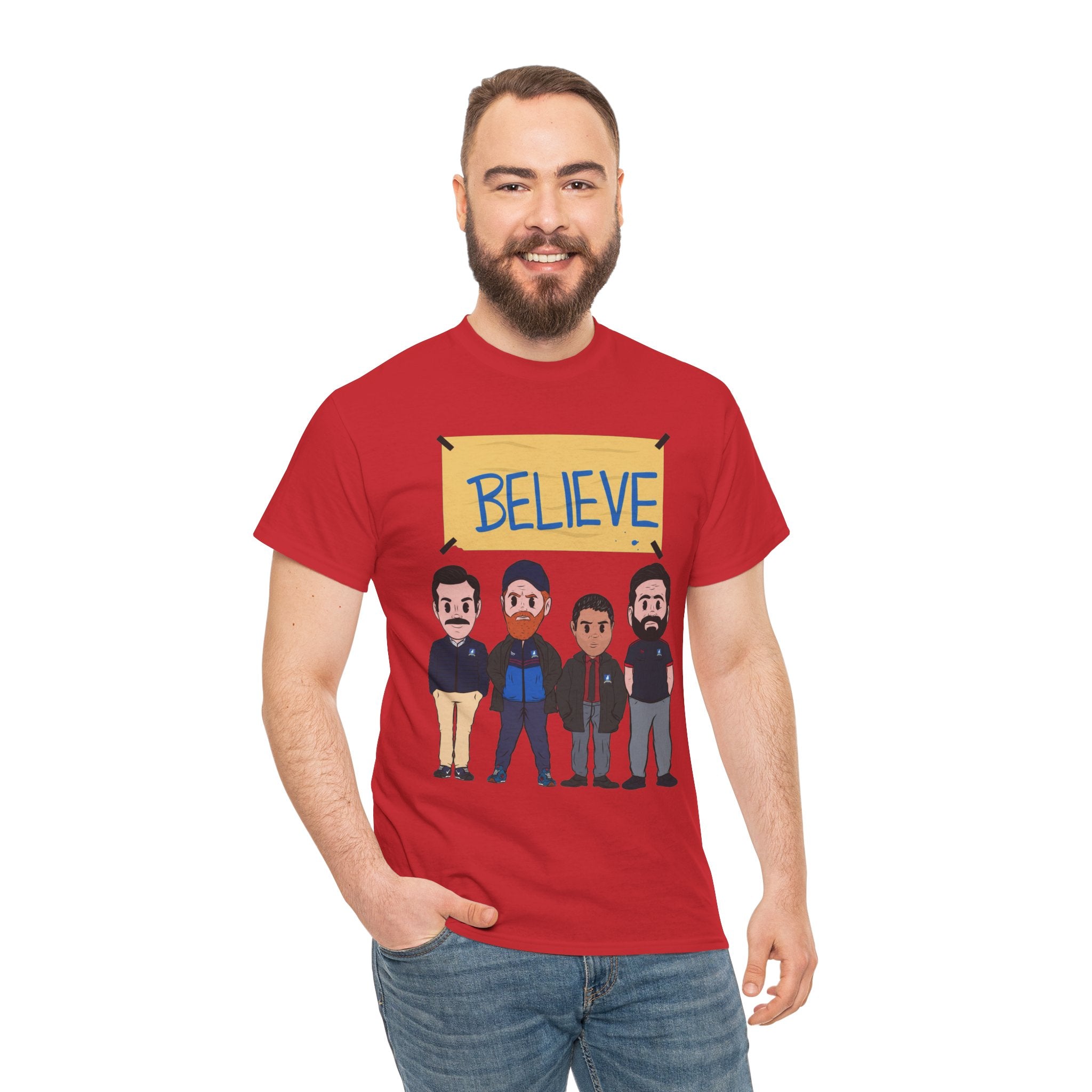 Ted Lasso Inspired Believe Cartoon Band Cotton T-Shirt