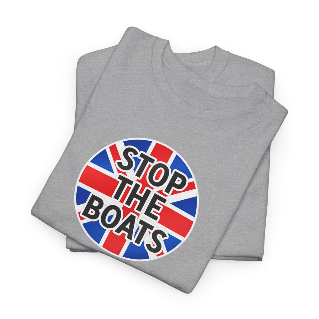 Stop The Boats Union Jack Protest Cotton T-Shirt / Tee