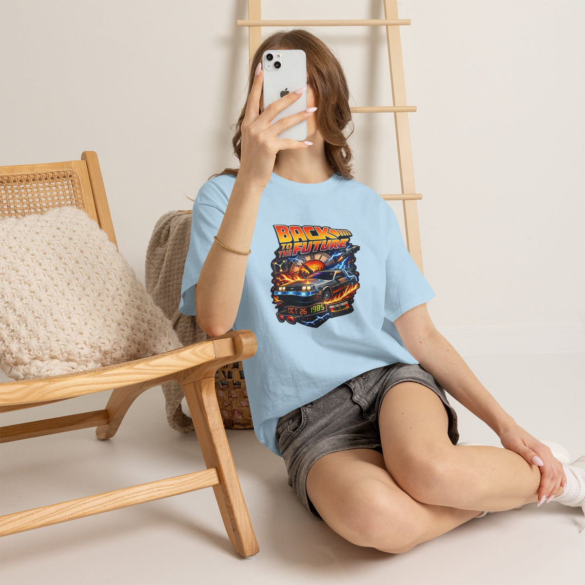 Back to the Future Graphic Tee – Retro 1985 DeLorean Design