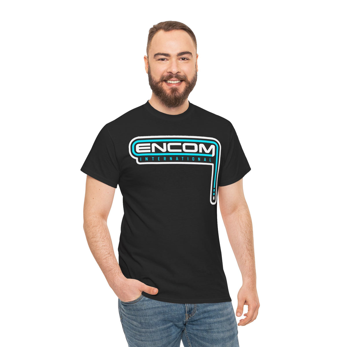 ENCOM International Logo Cotton T-Shirt — Retro Tech Gaming Tee