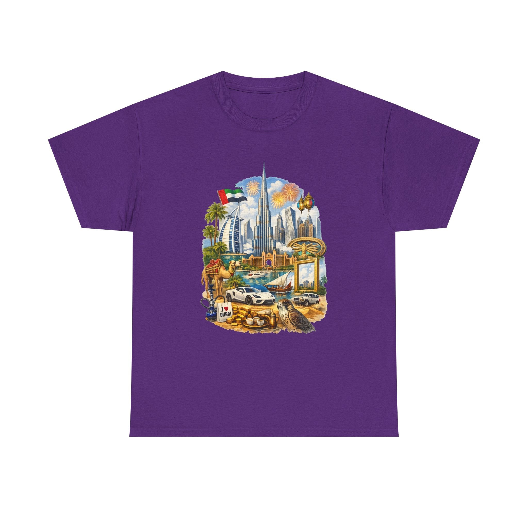 Dubai Skyline Beach Vacation T-Shirt – Retro Travel Collage Tee