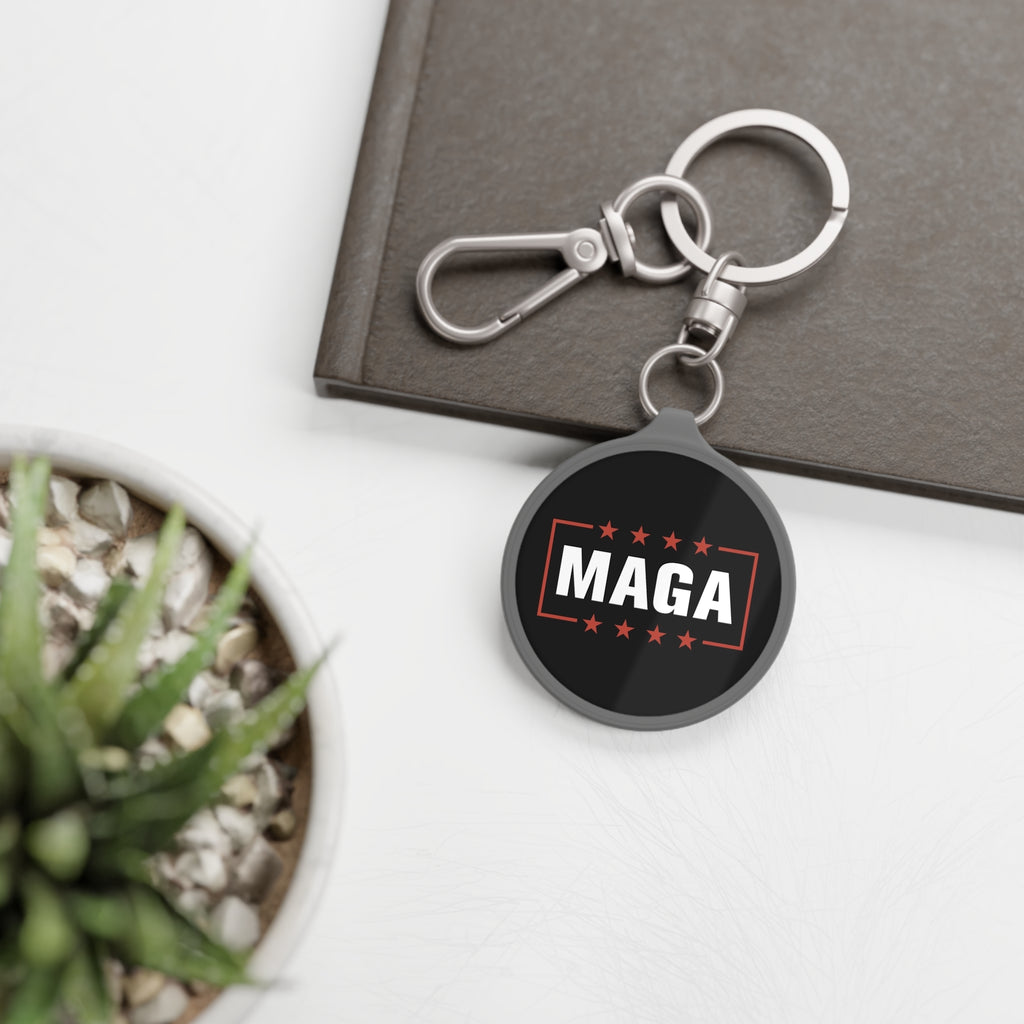 MAGA Round Keyring Tag — Patriotic Political Keychain
