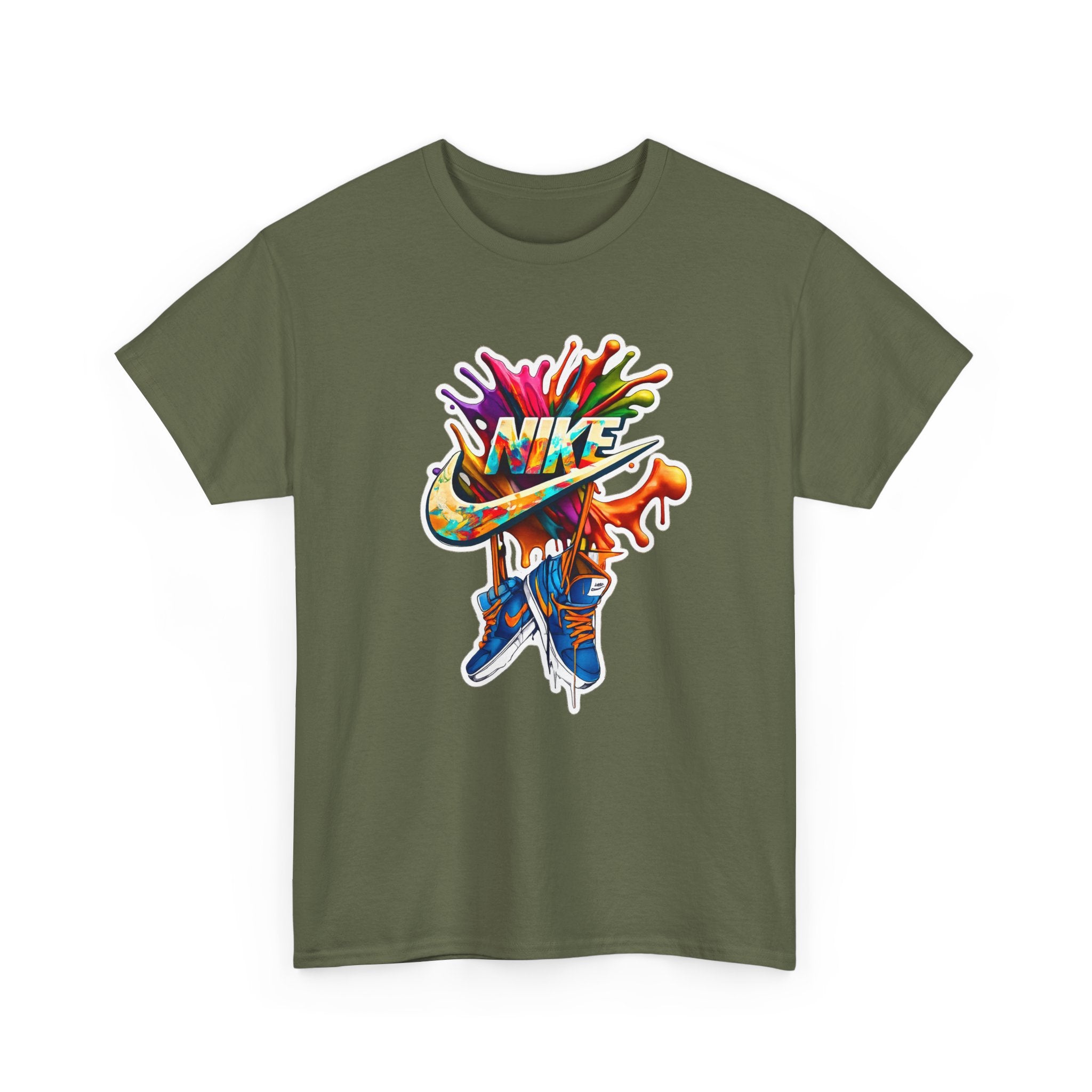 Nike Inspired Splash Graphic Tee — Colorful Sneaker Streetwear T-Shirt