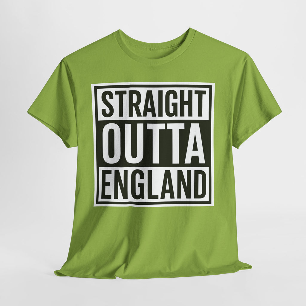 Straight Outta England T-Shirt — Bold Black Typography Tee for Brits & Expats
