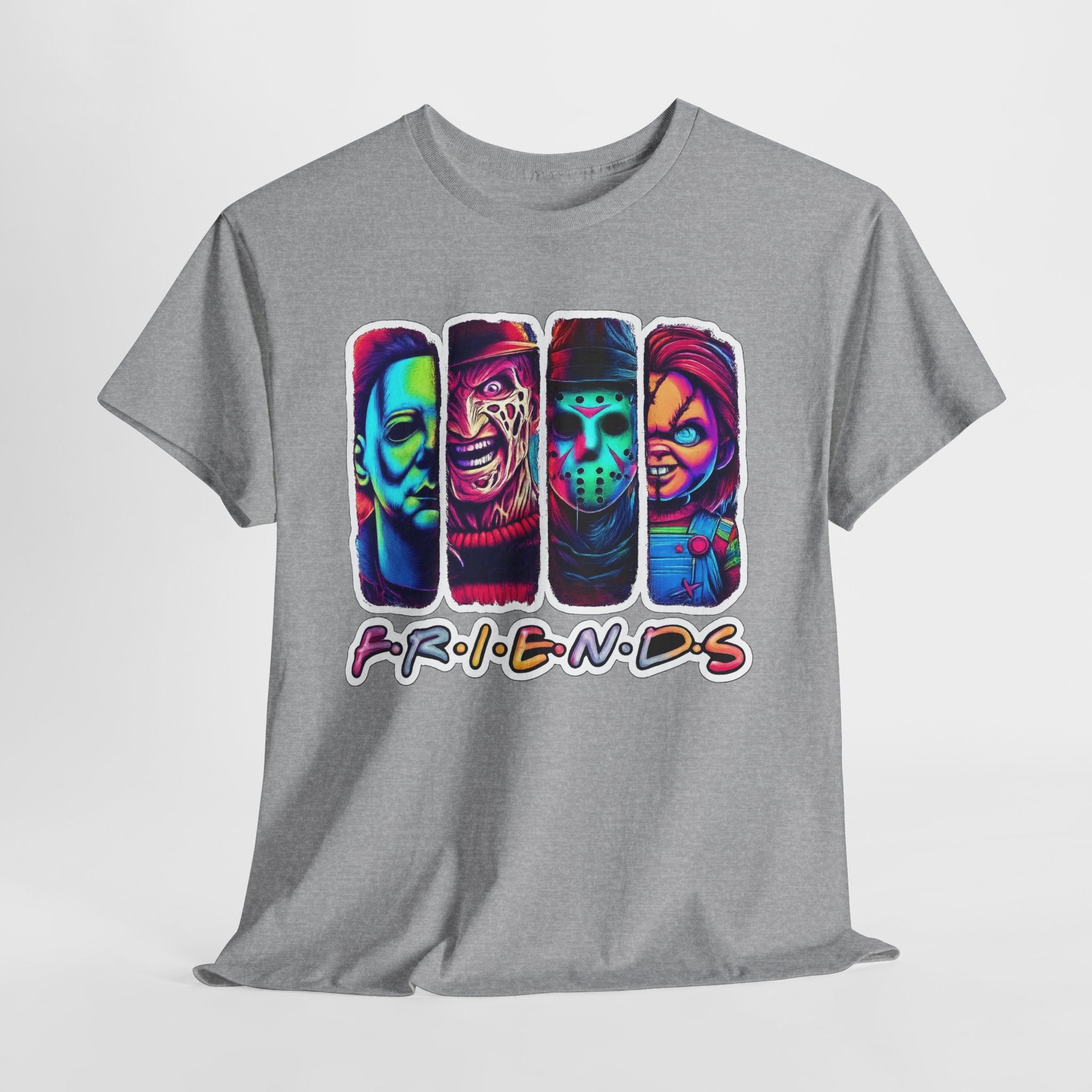 Halloween Horror Icons "Friends" T-Shirt — Neon Retro Slasher Tee