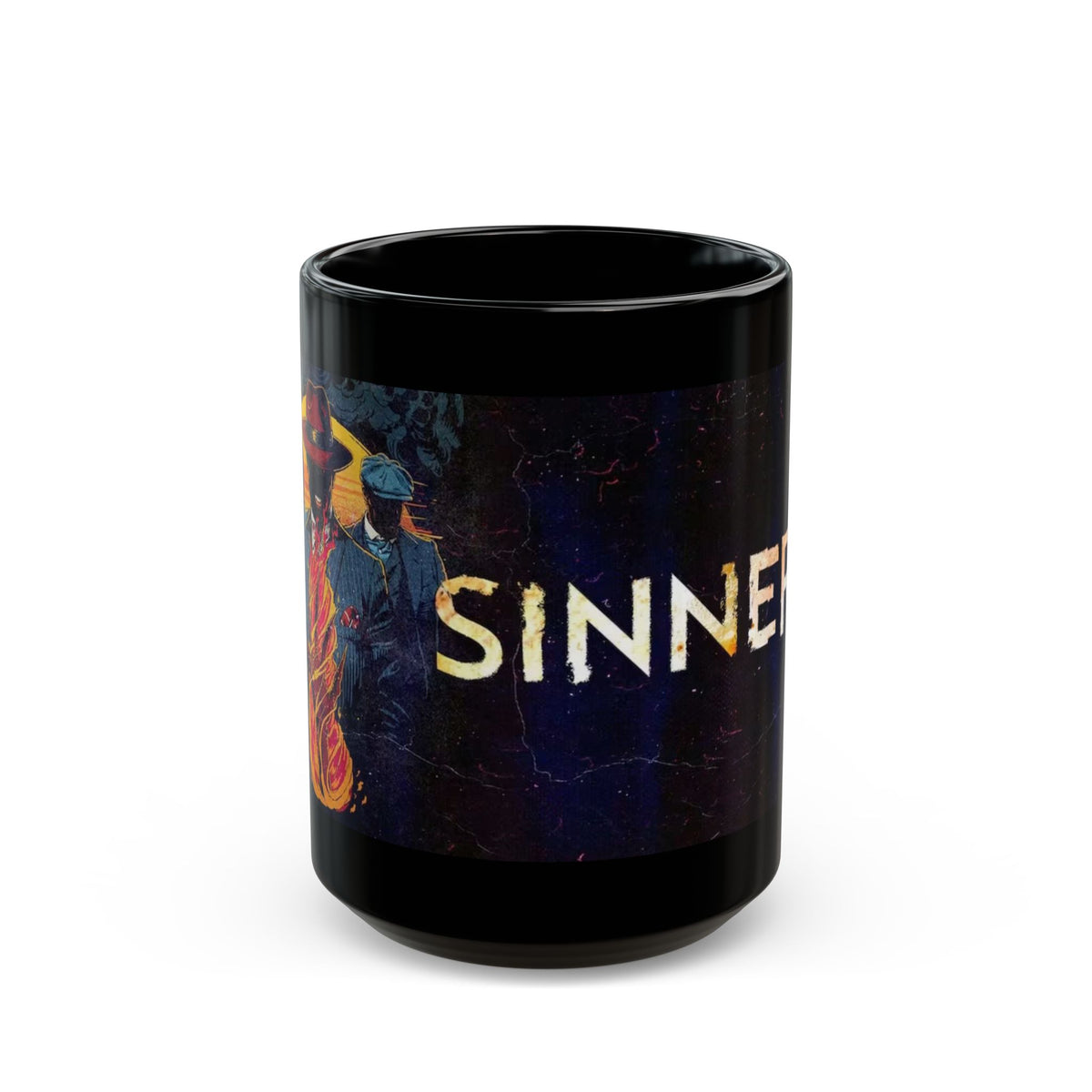 Black Ceramic Mug — 'Sinners' Vintage Art Gothic Coffee Cup