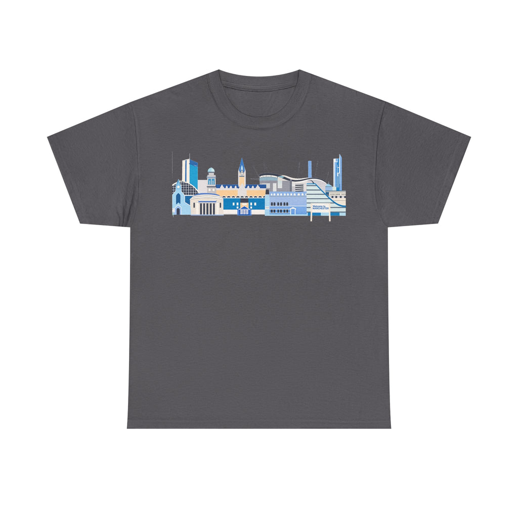 Manchester City Skyline Tee — Minimal Blue Urban Landscape T‑Shirt