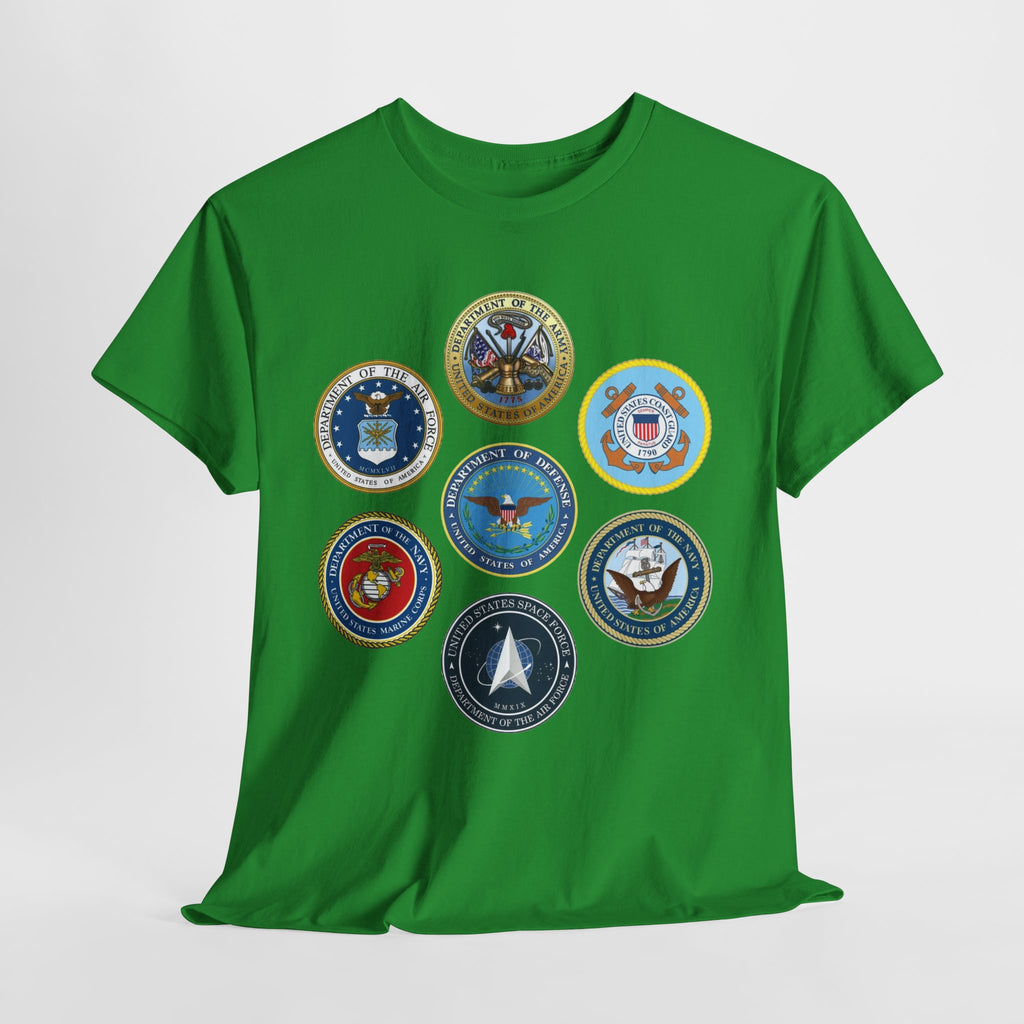 Military Branch Seals T-Shirt — Vintage US Armed Forces Emblems Tee