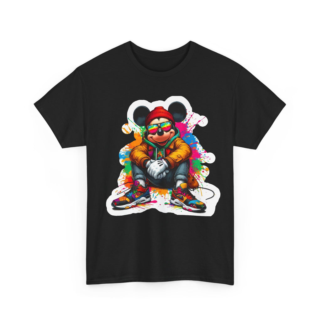 Streetwear Mouse Graphic Tee — Colorful Urban Hip-Hop Cartoon Shirt