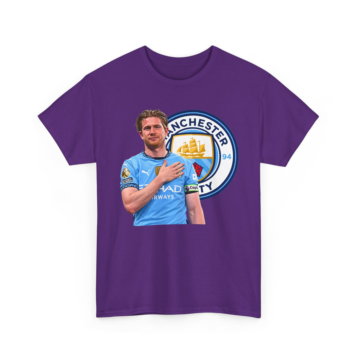 Kevin De Bruyne Manchester City Legend Cotton T-Shirt — Player Tribute Tee (Heart Badge Design)