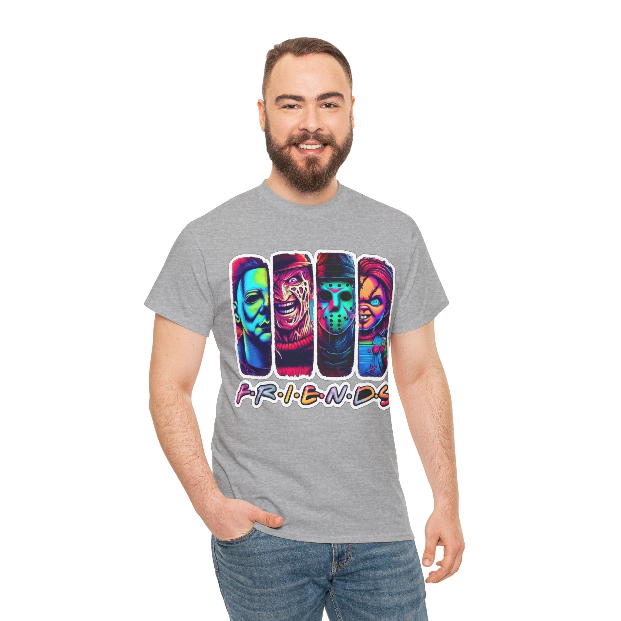Halloween Horror Icons "Friends" T-Shirt — Neon Retro Slasher Tee