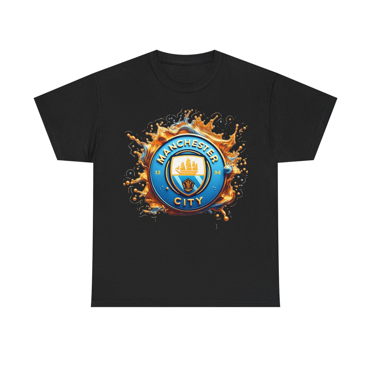 Manchester City Inspired Splash Logo Cotton T-Shirt