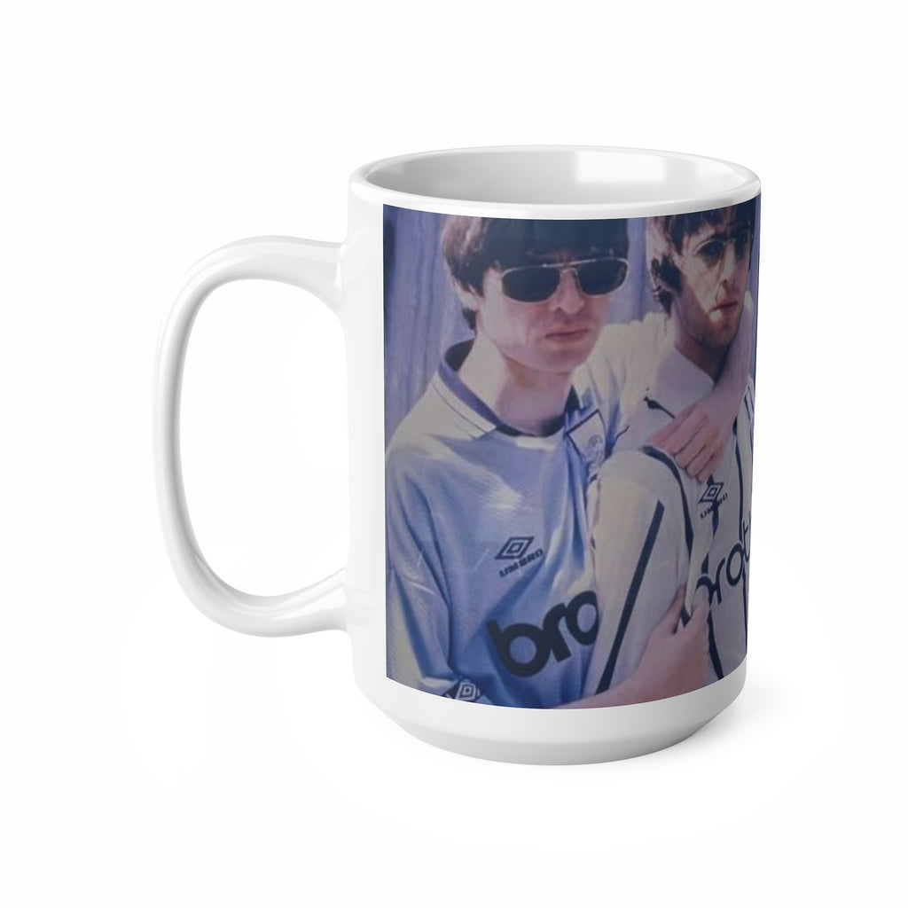 Oasis 5-1 Indie Britpop Band Photo Ceramic Mug — Vintage Oasis Brothers Design (11oz/15oz)