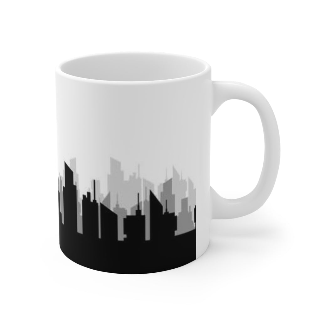 New York Skyline Ceramic Mug — Statue of Liberty Silhouette Coffee Cup (11oz, 15oz)