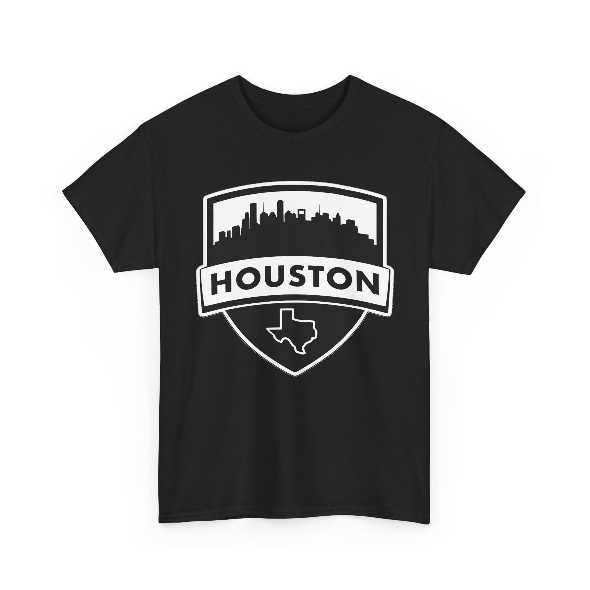 Houston Skyline Shield T-Shirt — Texas Outline City Pride Tee