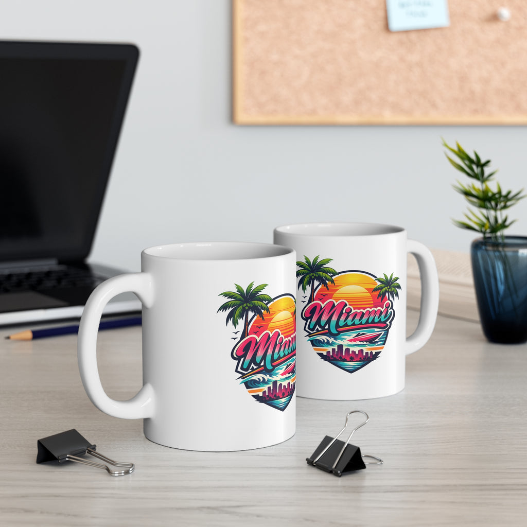 Miami Ceramic Coffee Cups, 11oz, 15oz