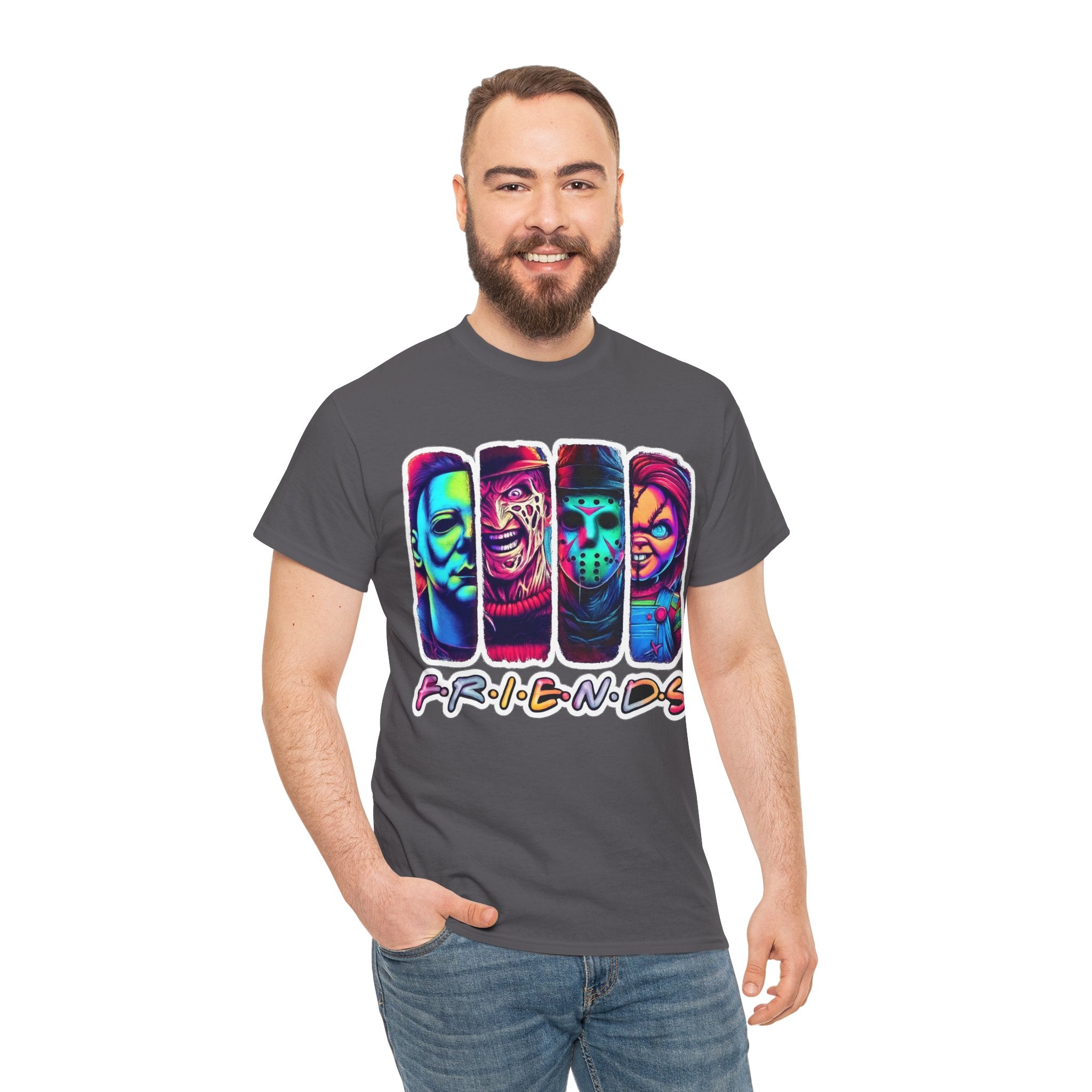Halloween Horror Icons "Friends" T-Shirt — Neon Retro Slasher Tee