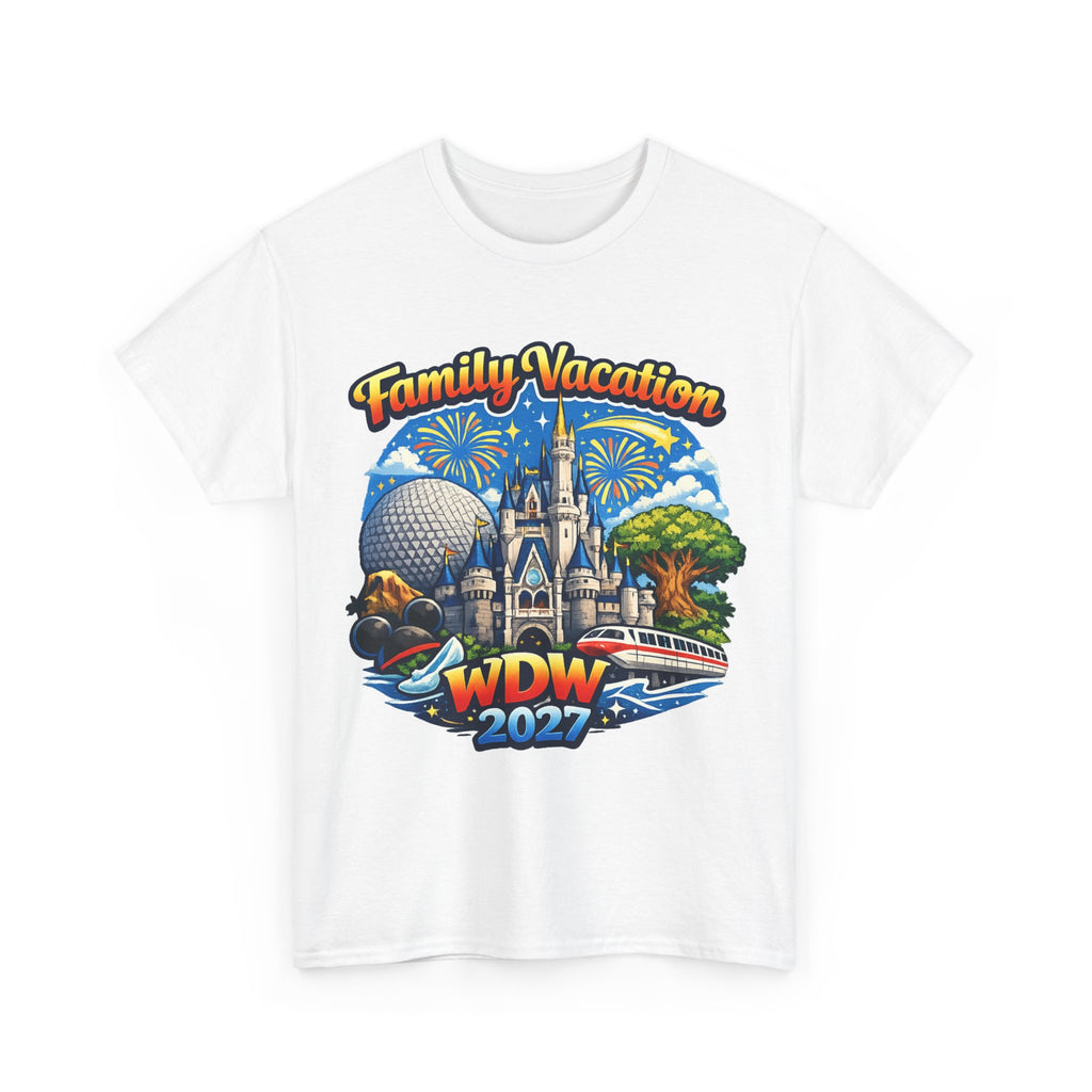 Family Vacation WDW 2027 T-Shirt – Disney Park Castle & Fireworks Vacation Tee