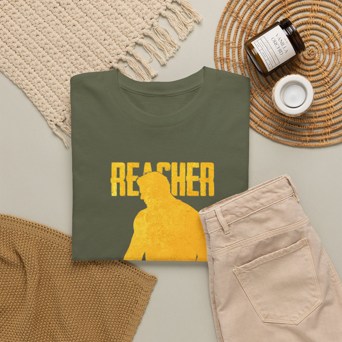 Reacher Silhouette Tee – Bold Yellow Graphic Shirt