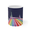Rainbow Space Mountain Mug — Retro Rainbow Road Ceramic Coffee Cup (11oz & 15oz)