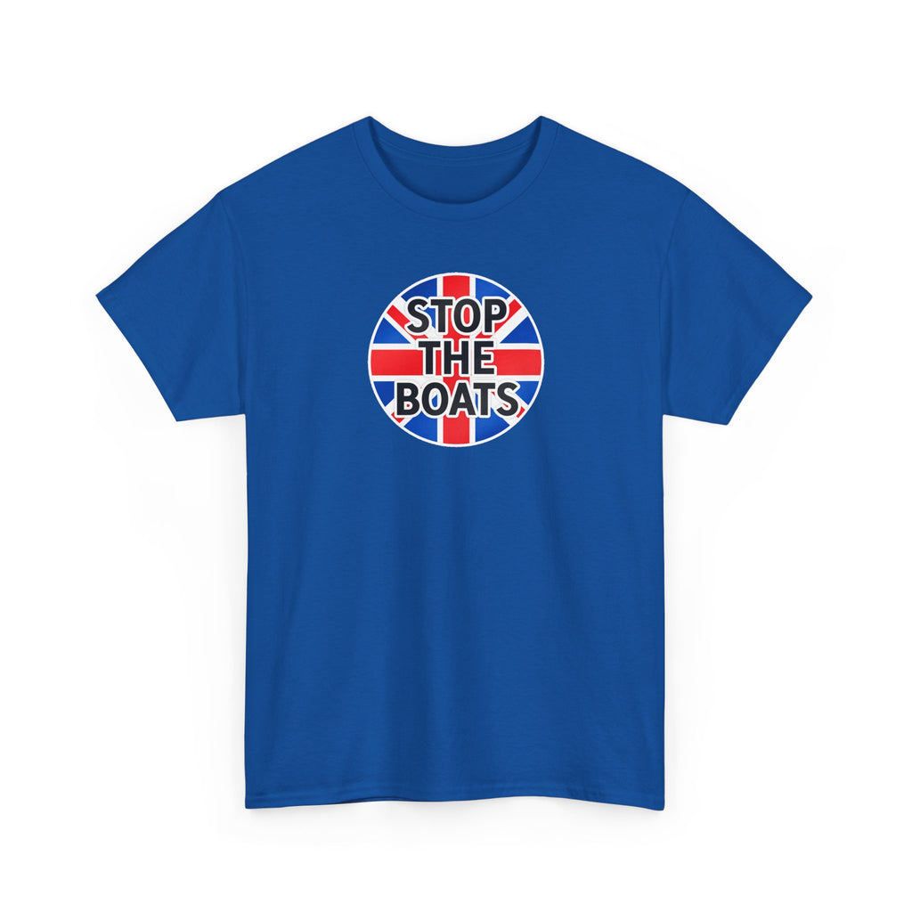 Stop The Boats Union Jack Protest Cotton T-Shirt / Tee
