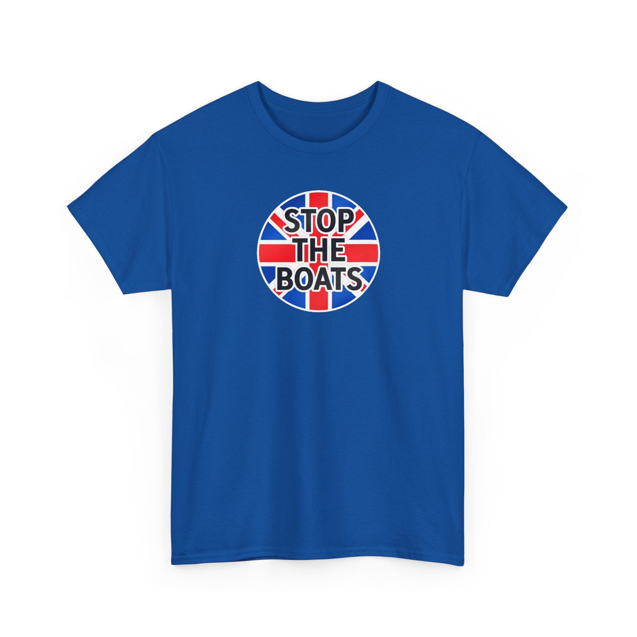 Stop The Boats Union Jack Protest Cotton T-Shirt / Tee