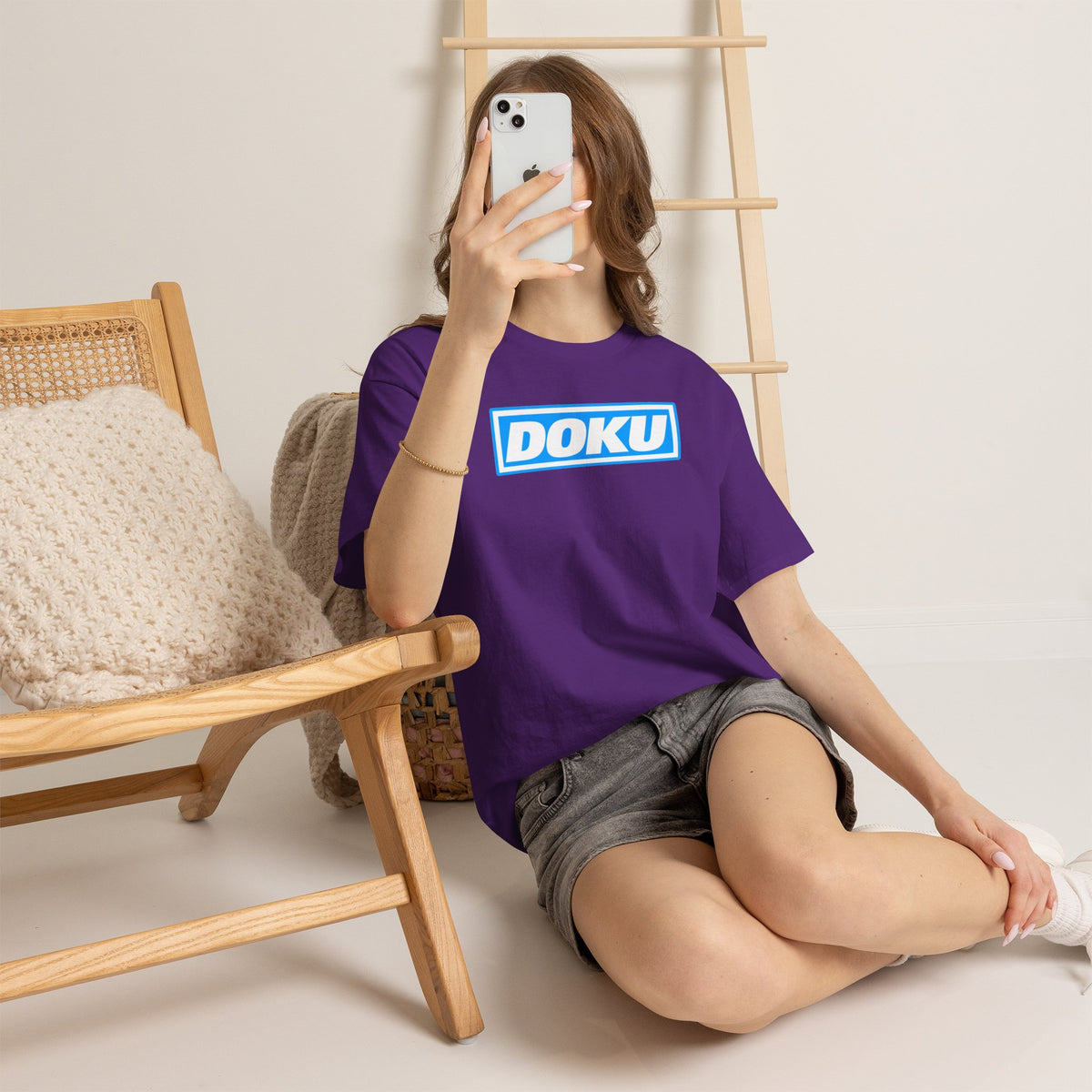 Doku Manchester City Player Logo Cotton Tee — Minimal Blue Box Graphic T-Shirt