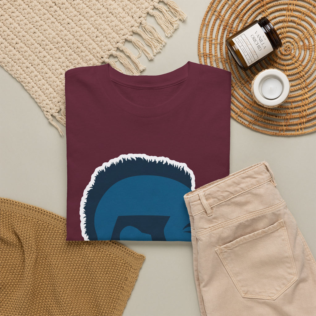 Mr T Profile Silhouette T‑Shirt – Blue Head & Gold Earring Graphic