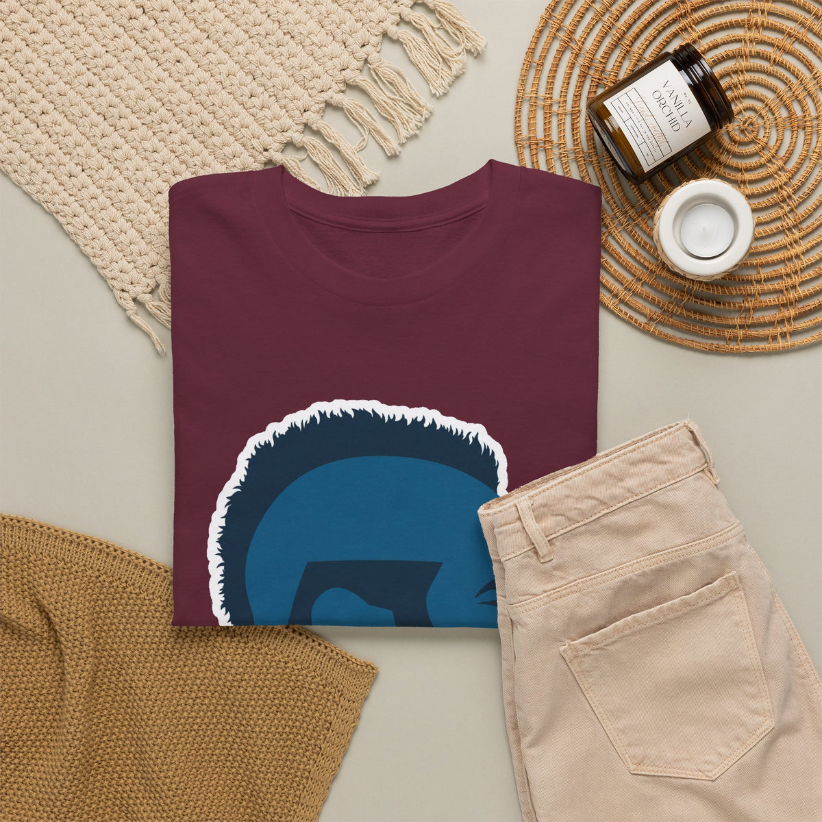Mr T Profile Silhouette T‑Shirt – Blue Head & Gold Earring Graphic